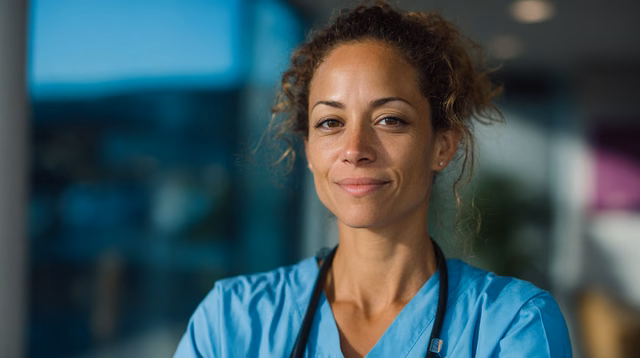 Médica confiante em clínica — Mediccont Hub Estratégico para Médicos